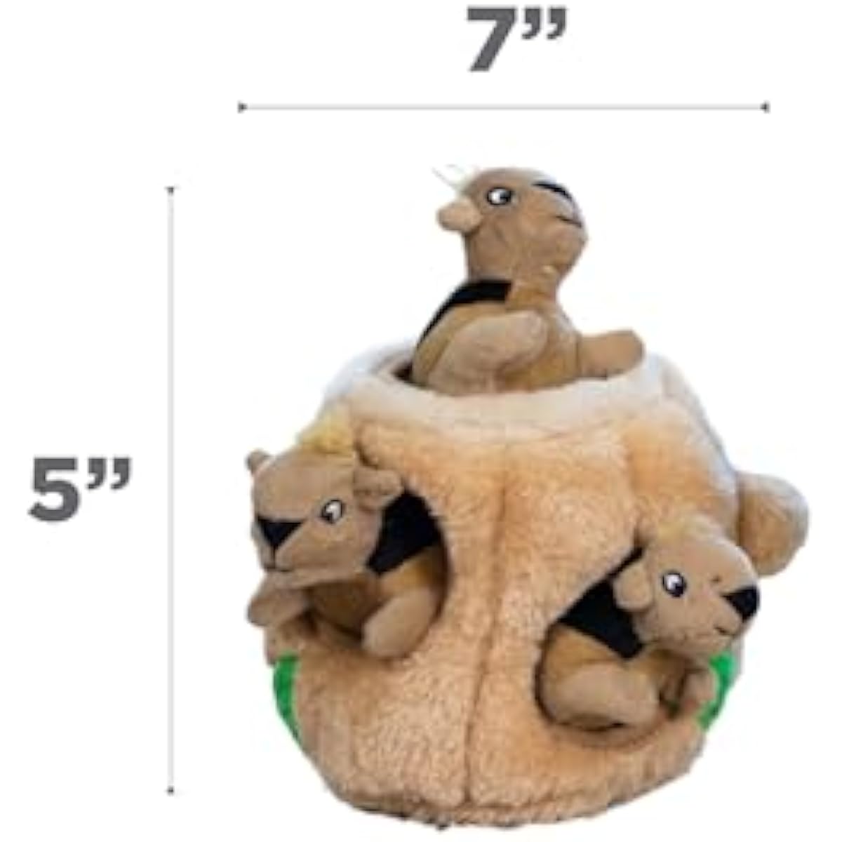 Outward Hound Hide-A-Squirrel Dog Toy – Interactive 2‑in‑1 Plush Puzzle with 3 Squeaky Removable Squirrels, Small