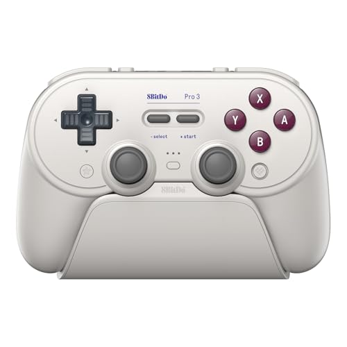 8BitDo Pro 3 Bluetooth Controller for Switch/Switch 2 – TMR Joysticks, Swappable ABXY Buttons, Pro Back Buttons, Charging Dock, Hall Effect Triggers, for Windows, Apple, SteamOS, Android - G Classic
