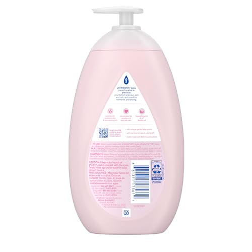 Johnson's Baby Lotion with Coconut Oil, Aloe Vera & Vitamin B5, 72 HR Hydration, Skin Moisturizer, Hypoallergenic, Safe for Newborn, Protects From Dryness &; Strengthens Skin, 27.1 fl. oz