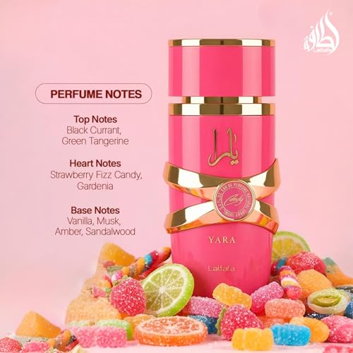 Lattafa Yara Candy - Vanilla, Fruity, Citrus, Floral - Eau de Parfum Long-Lasting Fragrance for Women, 3.40 Ounce / 100 ml