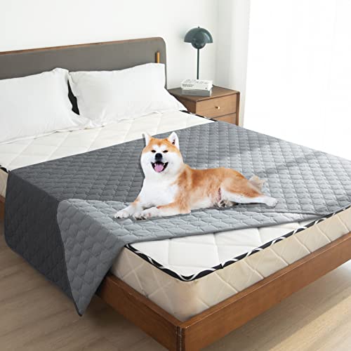 gogobunny 100% Double-Sided Waterproof Dog Bed Cover Pet Blanket Sofa Couch Furniture Protector for Puppy Large Dog Cat, Reversible (68x82 Inch (Pack of 1), Dark Grey/Light Grey)