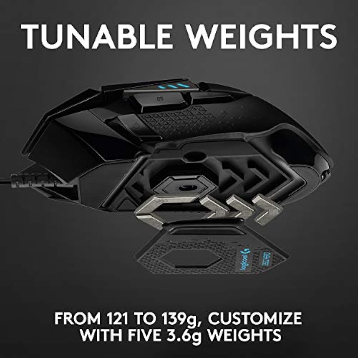 Logitech G502 Hero High Performance Wired Gaming Mouse, Hero 25K Sensor, 25,600 DPI, RGB, Adjustable Weights, 11 Programmable Buttons, On-Board Memory, PC/Mac - Black
