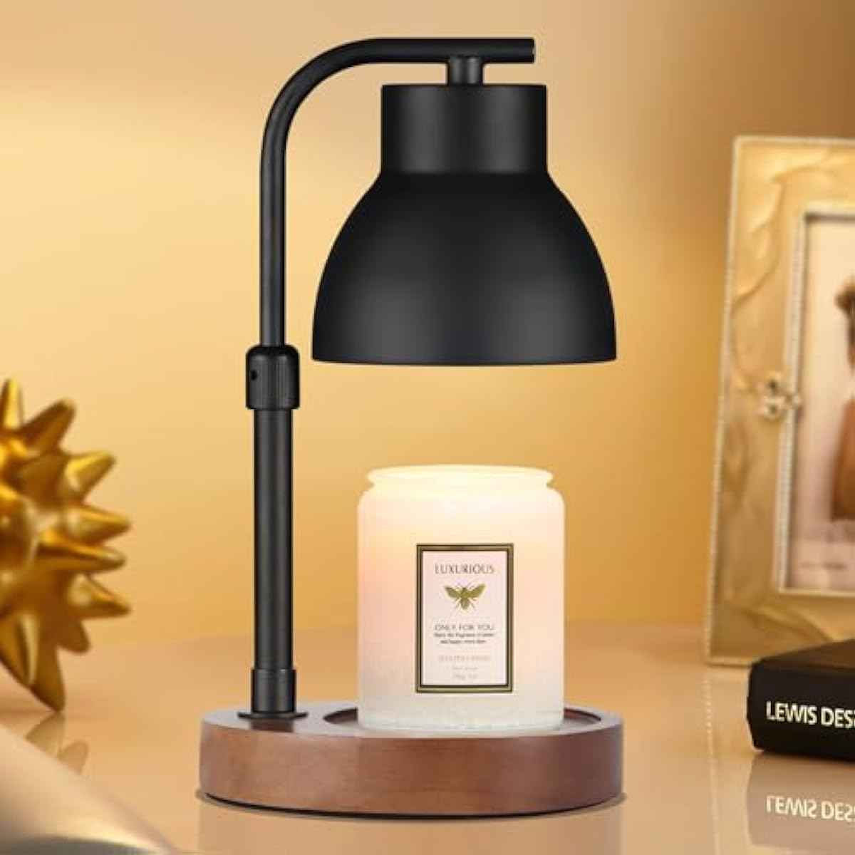 Dimmable Candle Warmer Lamp Adjustable Height Electric Wax Melt Warmer for Jar Scented Candles Suitable for Home Office Decor Birthday Gifts for Women Mom GrandmaοΌwith 2 BulbsοΌ