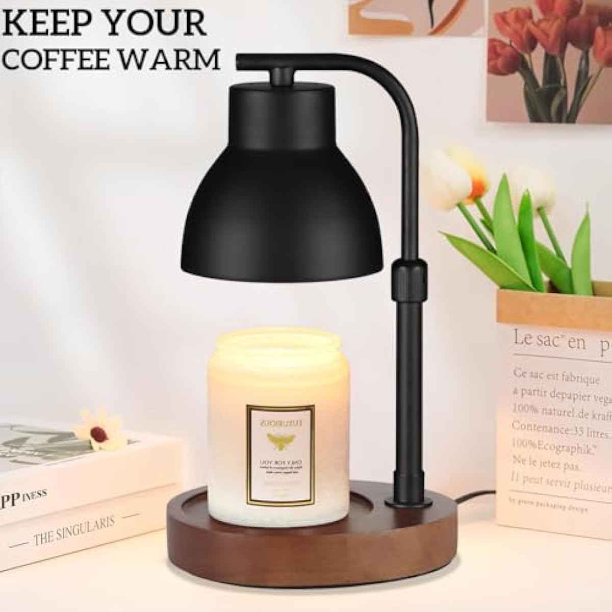 Dimmable Candle Warmer Lamp, Adjustable Height Electric Wax Melt Warmer for Jar Scented Candles, Suitable for Home Office Decor, Birthday Gifts
