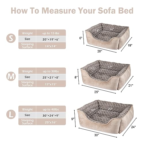 JOEJOY Rectangle Dog Bed for Large Medium Small Dogs - Washable Orthopedic Sofa Bed, Soft Breathable Puppy & Pet Cuddler, Durable Calming Dog Bed with Anti-Slip Bottom, Multiple Sizes, Beige
