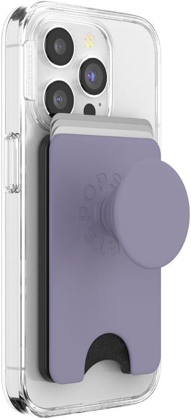 PopSockets Phone Wallet with Expanding Grip and Adapter Ring for MagSafe, Phone Card Holder, Wireless Charging Compatible, Wallet Compatible with MagSafe - Black