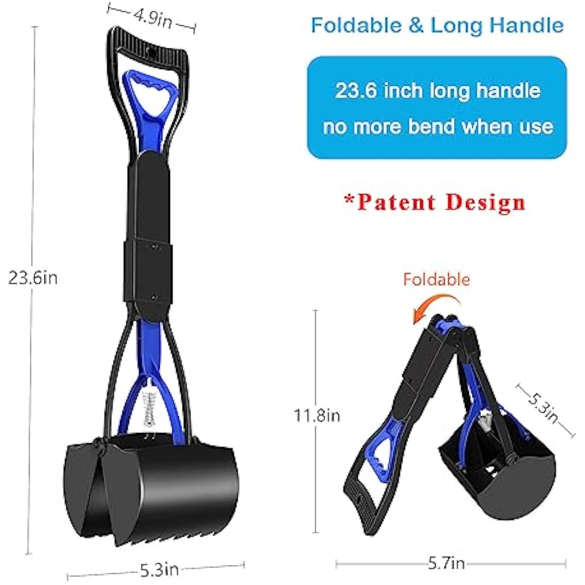 UPSKY Pooper Scooper for Large Small Dogs, Folding Dog Poop Scooper, Sturdy Spring and Premium Materials,Easy to Use for Grass, Dirt, Gravel Pick Up Shovel