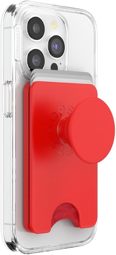 PopSockets Phone Wallet with Expanding Grip and Adapter Ring for MagSafe, Phone Card Holder, Wireless Charging Compatible, Wallet Compatible with MagSafe - Black