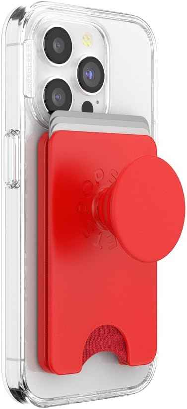 PopSockets Phone Wallet with Expanding Grip and Adapter Ring for MagSafe, Phone Card Holder, Wireless Charging Compatible, Wallet Compatible with MagSafe - Black