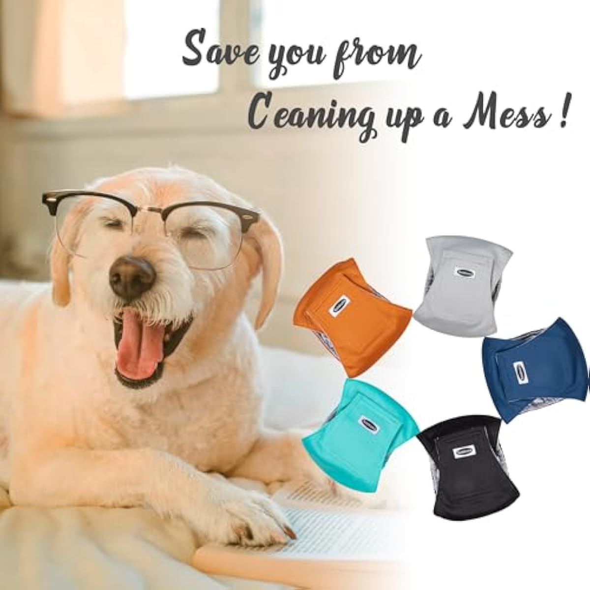 Male Dog Diapers, High Absorbing Dog Belly Bands for Male Dogs, Washable Reusable Dog Males Wraps(5 Pack)
