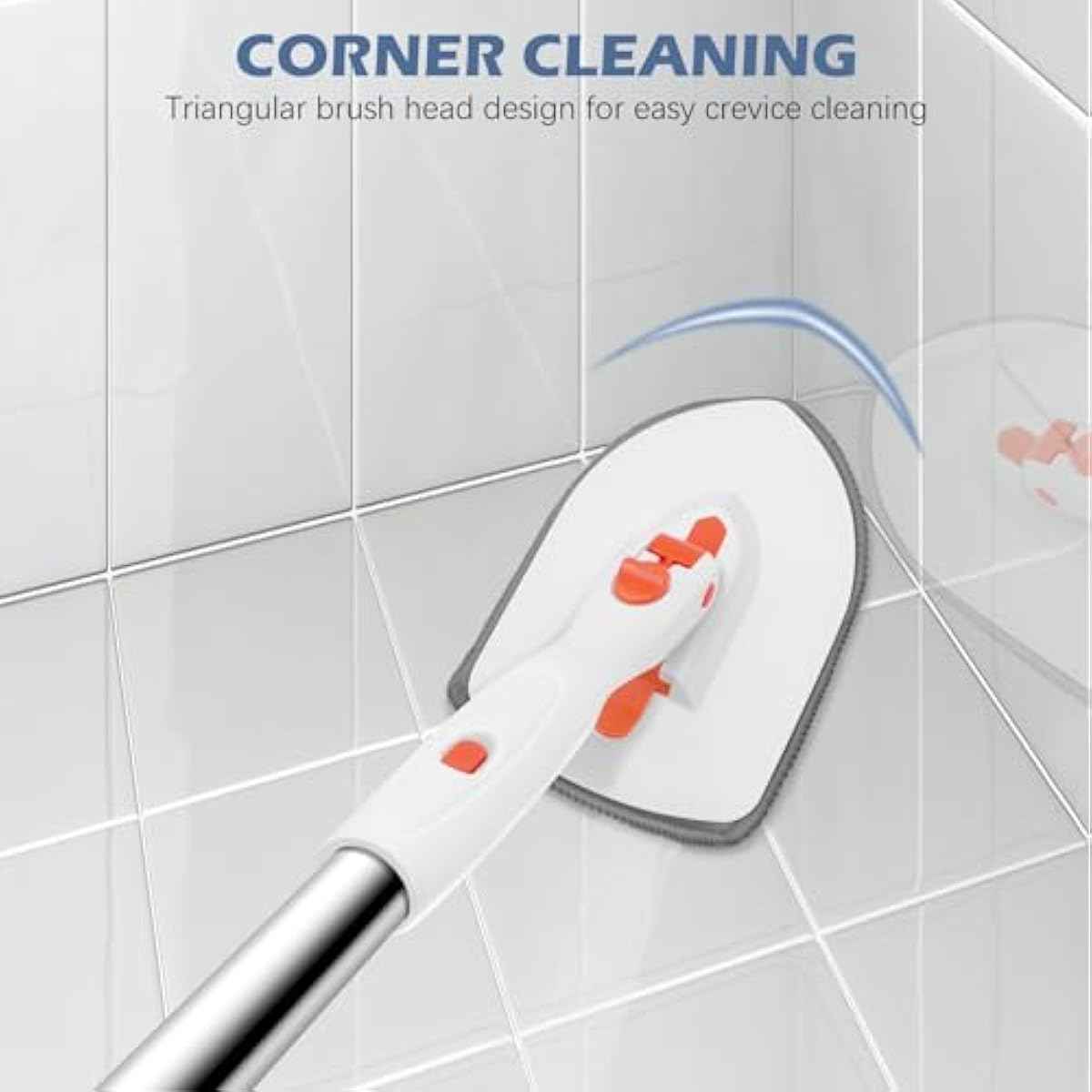 SetSail Floor Scrub Brush, 3-In-1 Tile Tub Floor Scrubber with 52-inch Adjustable Long Handle Shower Cleaner and 3 Detachable Replacement Brush Heads for Cleaning Bathroom Kitchen Walls Tub Tile