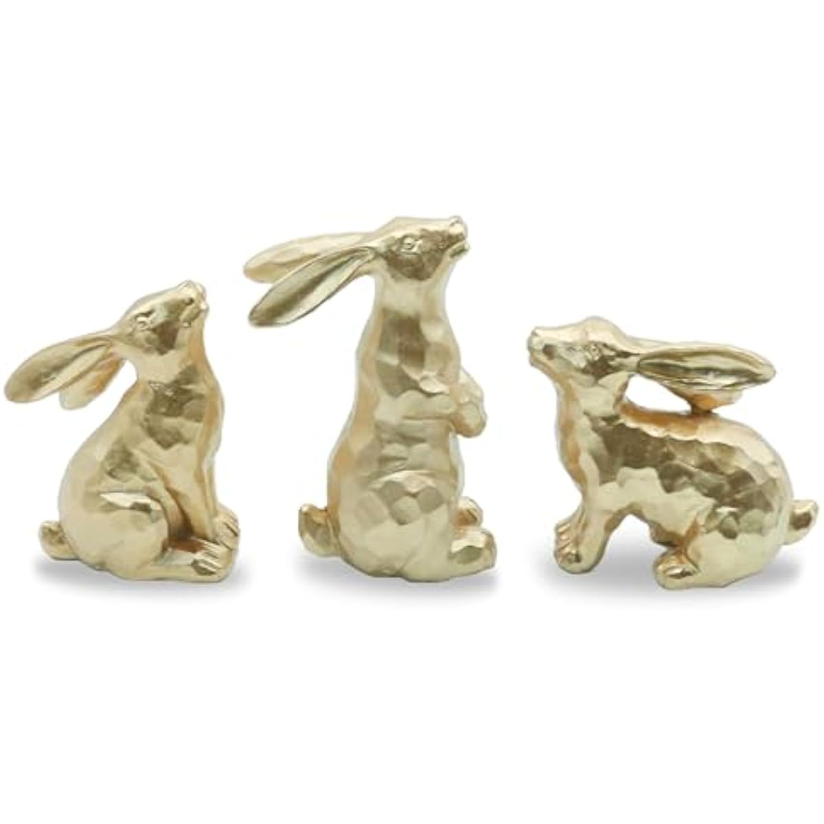 Resin Gold Bunny Decor Rabbit Figurines, Small Easter Bunny Figurine Set of 3, Easter Rabbit Statues for Spring Tabletop Decor