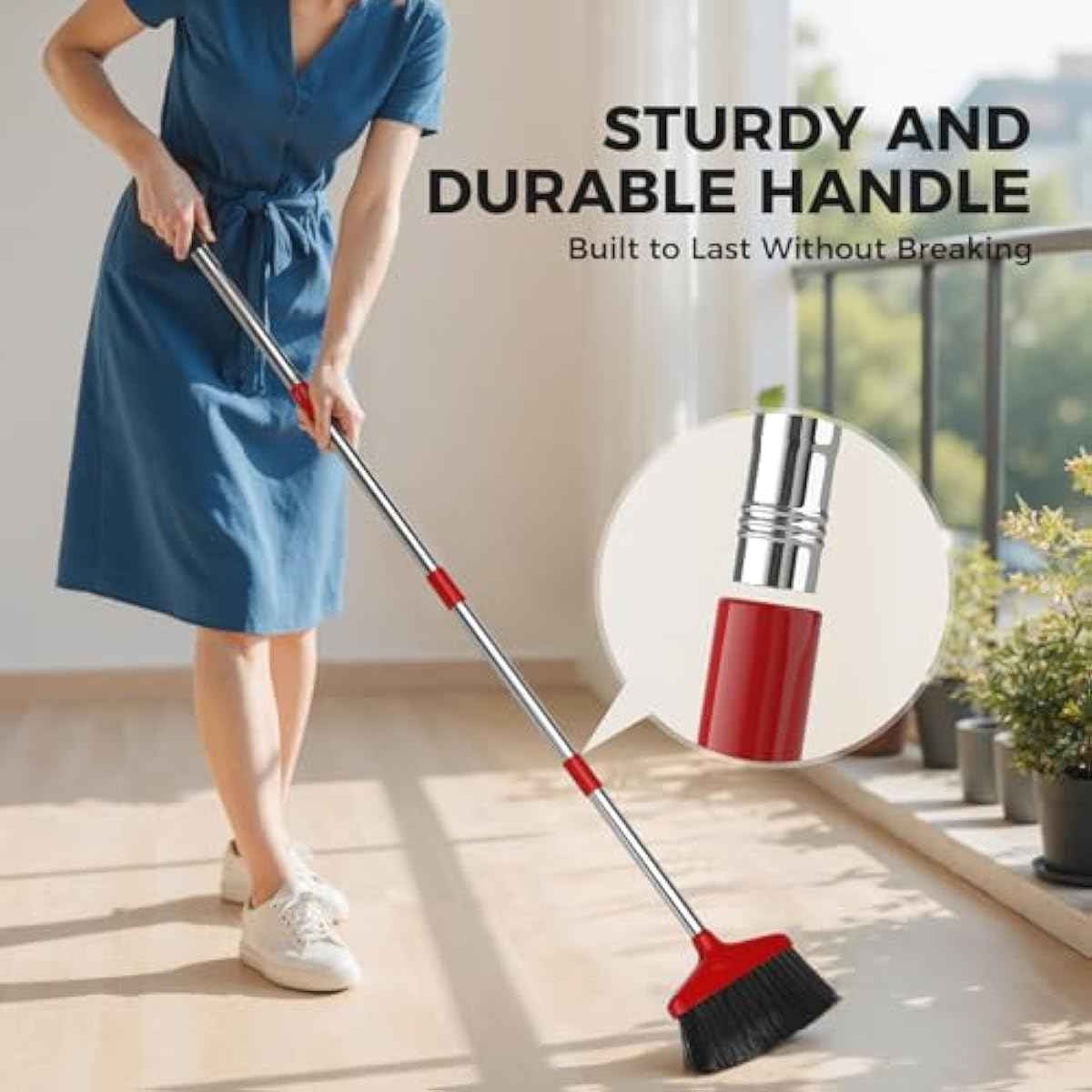Handy Broom for Indoor/Outdoor Cleaning - Durable Kitchen, Garage, and Patio Sweeper