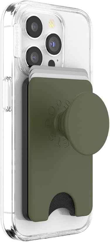 PopSockets Phone Wallet with Expanding Grip and Adapter Ring for MagSafe, Phone Card Holder, Wireless Charging Compatible, Wallet Compatible with MagSafe - Black