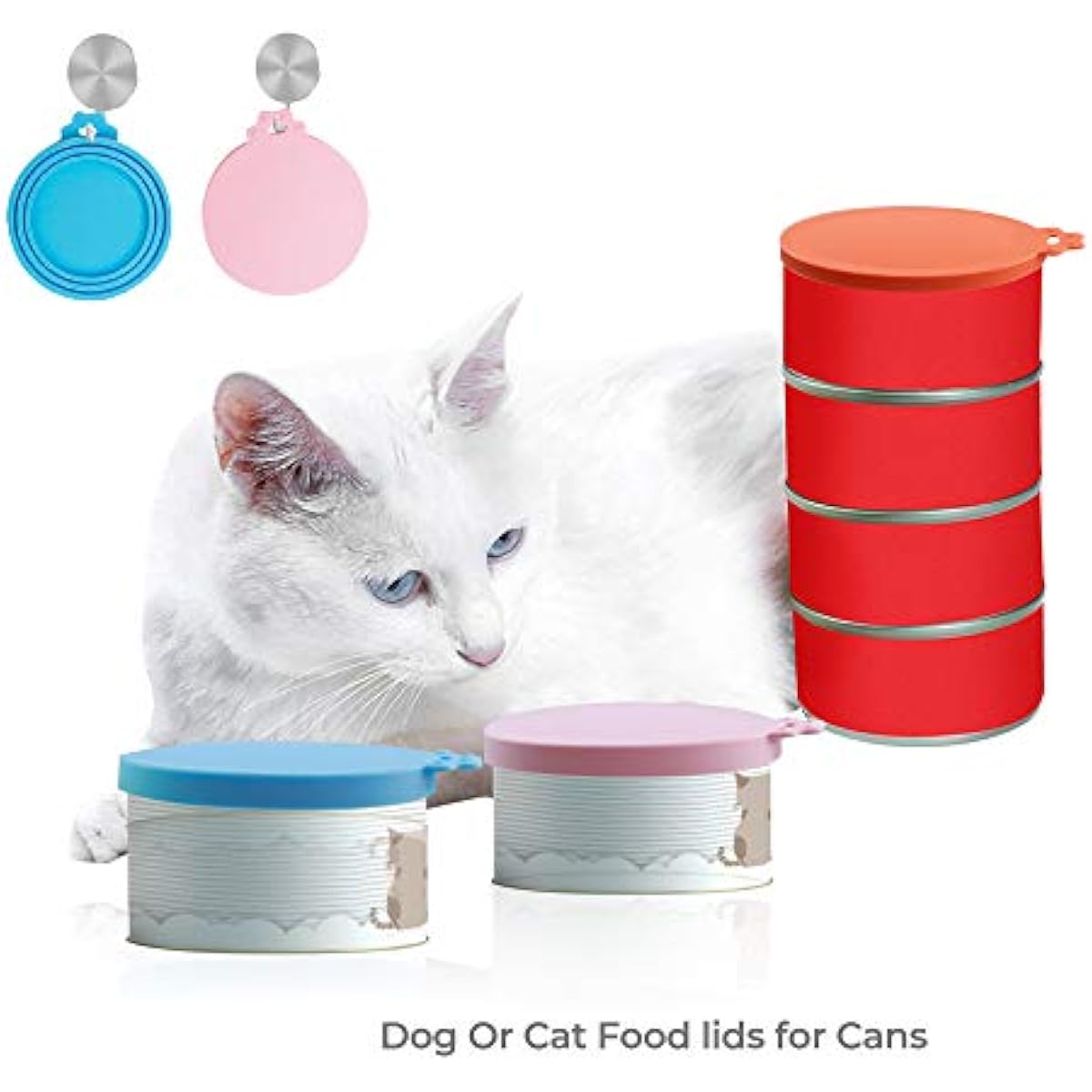 6 packs Pet Food Can Lids, Food Safe BPA-Free & Dishwasher Safe, Can Covers Most Standard Size Dog and Cat Can Tops