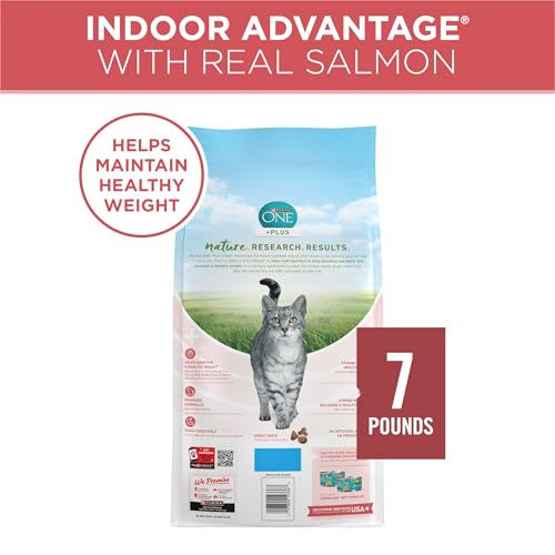 Purina ONE Natural Low Fat, Indoor Dry Weight Control High Protein Cat Food Plus Indoor Advantage With Real Salmon - 7 lb. Bag