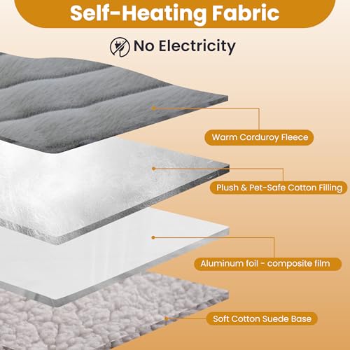 Self Warming Cat Bed, 22x16 Inch Reversible Two-Sided Use Self Heating Mat for Cats and Dogs, Washable Pets Crate Pad for Indoor & Outdoor Use, Non-Slip & Cozy Flannel Base