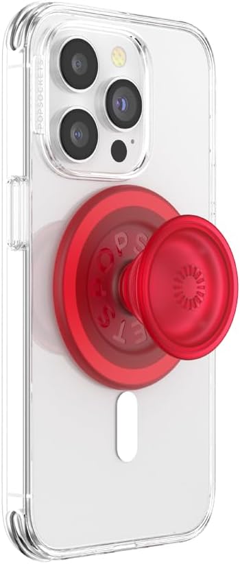 PopSockets Phone Grip for MagSafe with Kickstand, Magnetic Stand, Swappable Top, Secure Hold for iPhone MagSafe Cases, Phone & Tablet Grip - Clear