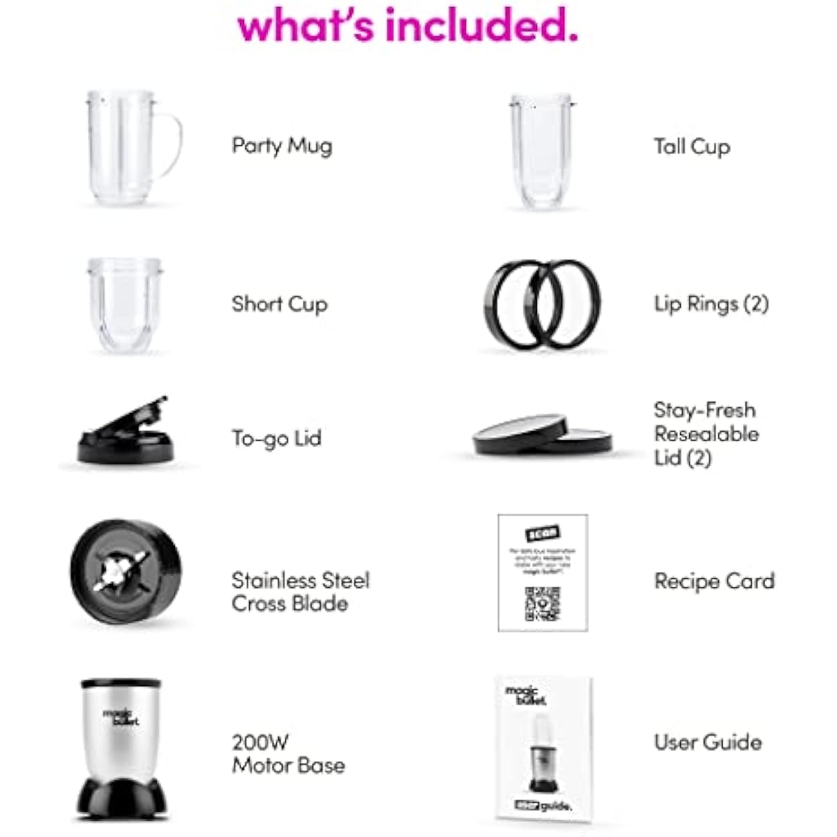 Magic Bullet Blender 11-Piece Set, Silver, Hi-Speed, Compact Kitchen Food Processor