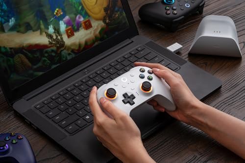 8BitDo Ultimate 2 Wireless Controller for Windows PC, Apple, Steam & Android, Gaming Controller with TMR Joysticks, Hall/Tactile Triggers, Motion Control, RGB Fire Ring, 1000Hz Polling Rate, Black