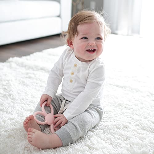 Dr. Brown's Flexees Teether, Pink Bunny, Soft 100% Silicone Baby Teether, BPA Free, 3m+, 1 Pack