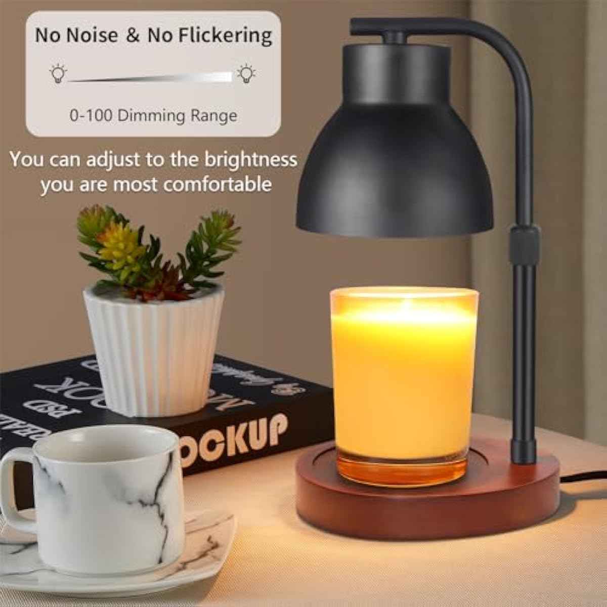 Dimmable Candle Warmer Lamp, Adjustable Height Electric Wax Melt Warmer for Jar Scented Candles, Suitable for Home Office Decor, Birthday Gifts