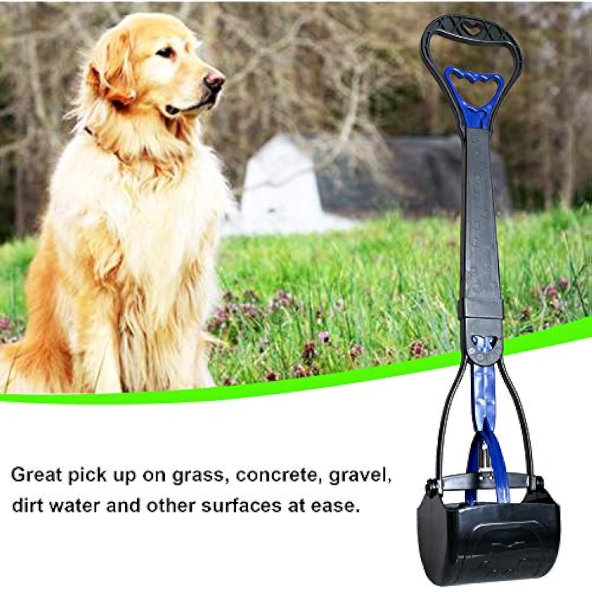 Non-Breakable Pooper Scooper for Large Medium & Small Dogs Heavy Duty, 28“Long Handled Dog Poop Scooper for Grass,Durable Dog Poop Pick Up Tool, Poop Grabber