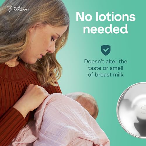 Koala Babycare The Original Silver Nursing Cups - Nipple Shields for Breastfeeding Newborn - Breastfeeding Essentials - Protect and Soothe - Tri-Laminate Silver - Standard Size