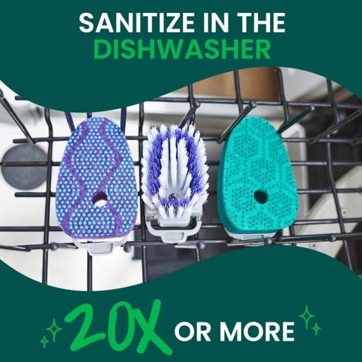 Scotch-Brite Odor Resist Soap Control Dishwand Brush, Non-Scratch Cleaning Brush with Scraper, Stands Upright, 1 Pack