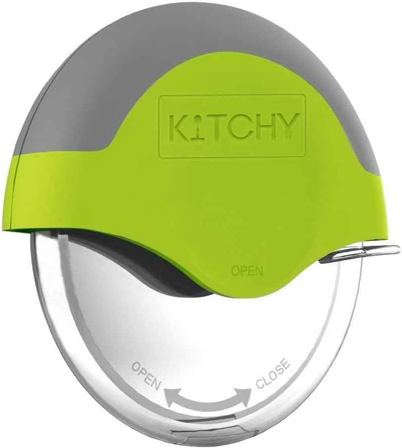 Kitchy Pizza Cutter Wheel with Protective Blade Cover, Ergonomic Pizza Slicer, Green