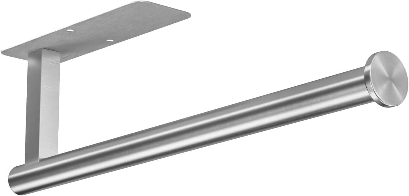 ASTOFLI Paper Towel Holder Under Cabinet No Drilling, Self Adhesive Paper Towel Holder Wall Mount for Kitchen Rack, Under Counter Napin Holder No Drill, RV, 304 Stainless Steel 12 Inch Matte Black