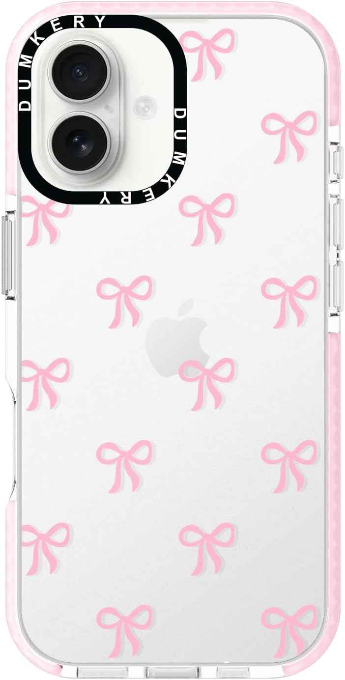 Girly Phone Case Compatible with iPhone 17 Pro Max, Cute Bow Aesthetic Pattern Print Cases, Soft TPU Anti Yellowing, Anti Shock Cover for Girls Women Pink