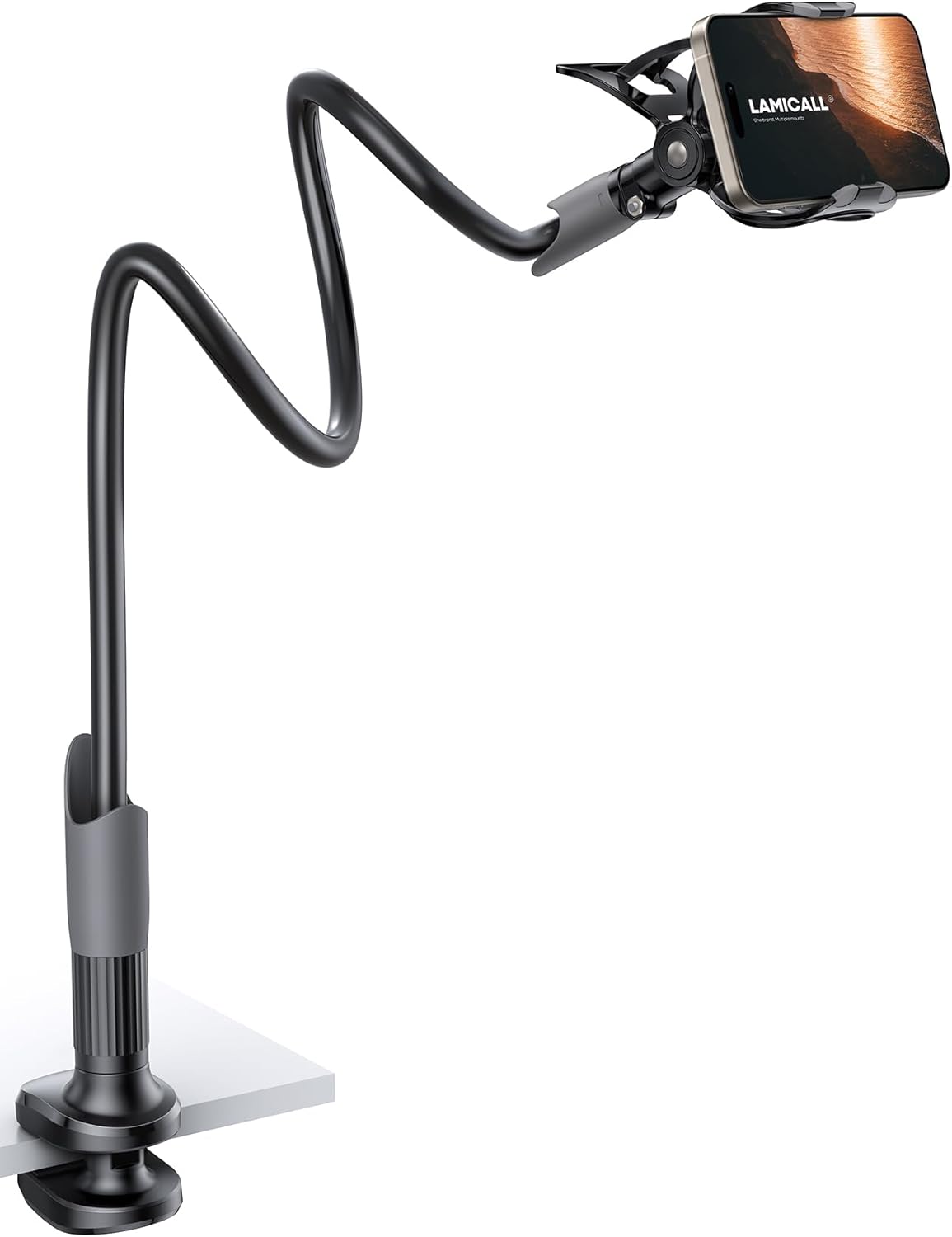 Lamicall Gooseneck Phone Holder for Bed - Cell Phone Mount Clamp Clip, Flexible Long Arm, Overhead Mount for Desk Headboard Bedside, for iPhone Air 17 Pro Max, 16 Pro Max, 15, 14 & 4-7" Phone