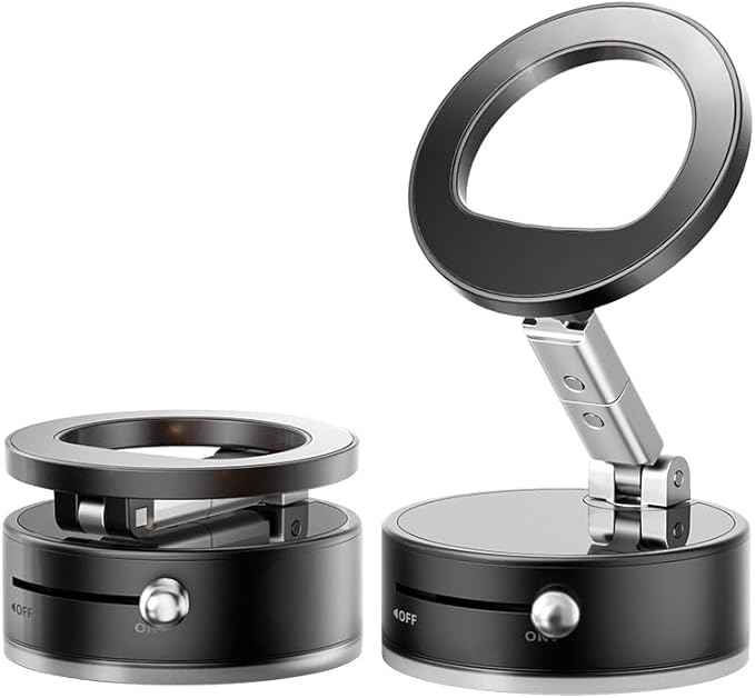 bisart vacuum magnetic car phone holder, rotatable, 96lbs suction cup mount, magsafe compatible, black