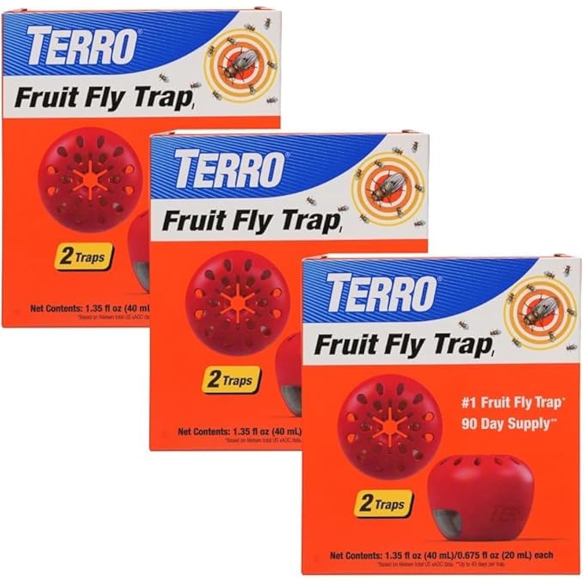 Terro Fruit Fly Traps for Indoors (6 Pack) + 270 Days of Lure Supply
