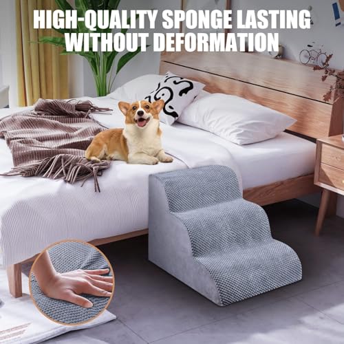 Chic Threads Dog Stairs for Small Dogs, 3-Step Dog Stairs for High Beds and Couch, Pet Steps for Small Dogs and CatsοΌNon-Slip Stable Indoor Dog Steps