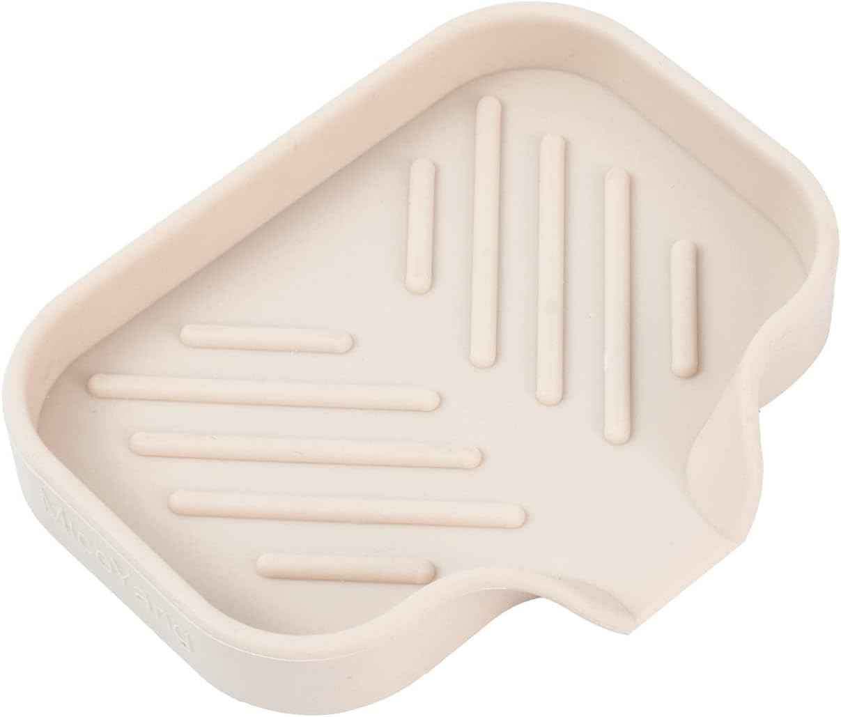 Silicone Bathroom Soap Dishes with Drain Spout-Bathroom and Kitchen Sink Organizer,Sponge Holder,Dish Soap Tray,Perfect for Dispenser,Scrubber,Bottle,Cup on Sink or Counter-Black 4.9"Γ3.2"