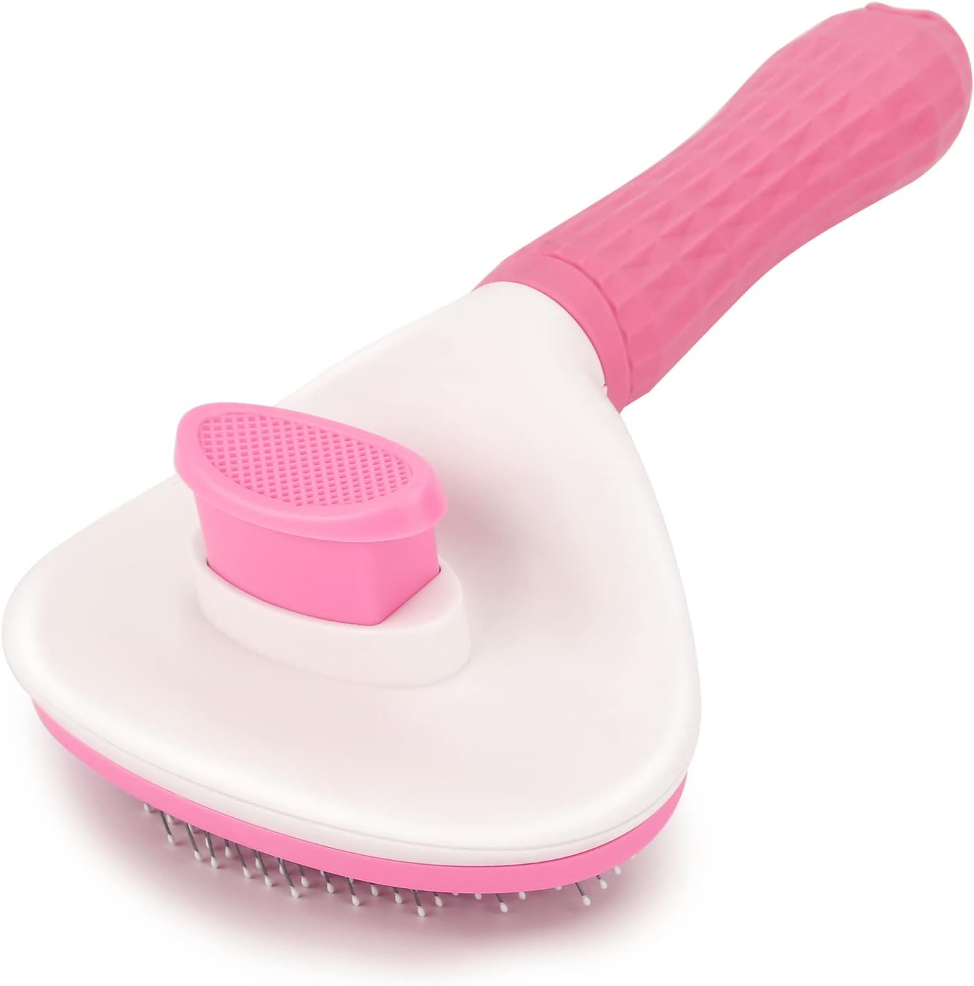 Depets Self Cleaning Slicker Brush, Dog Cat Bunny Pet Grooming Shedding Brush - Easy to Remove Loose Undercoat, Pet Massaging Tool Suitable for Pets with Long or Short Hair
