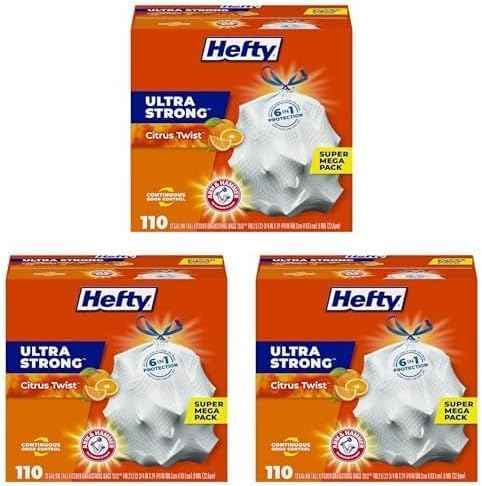 Hefty Ultra Strong Tall Kitchen Trash Bags, Lavender & Sweet Vanilla Scent, 13 Gallon, 80 Count