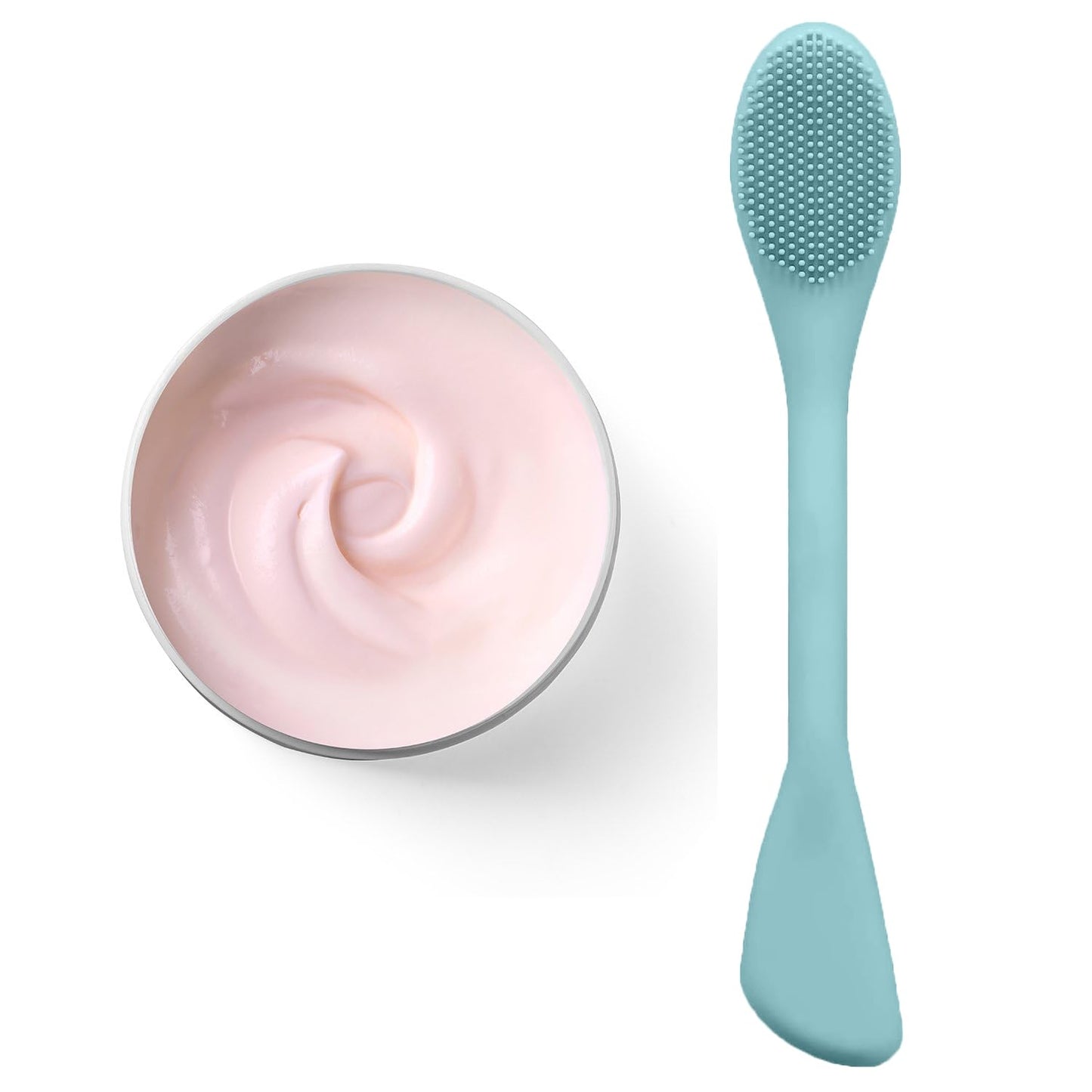 Facial Cleansing Brush, 2 in 1 Silicone Face Mask Brush & Face Scrubber, For Exfoliating, Massaging, Remove Blackheads, Makeup Skincare Removal, Applicator for Mud, Clay, Body Lotion, DIY Mask