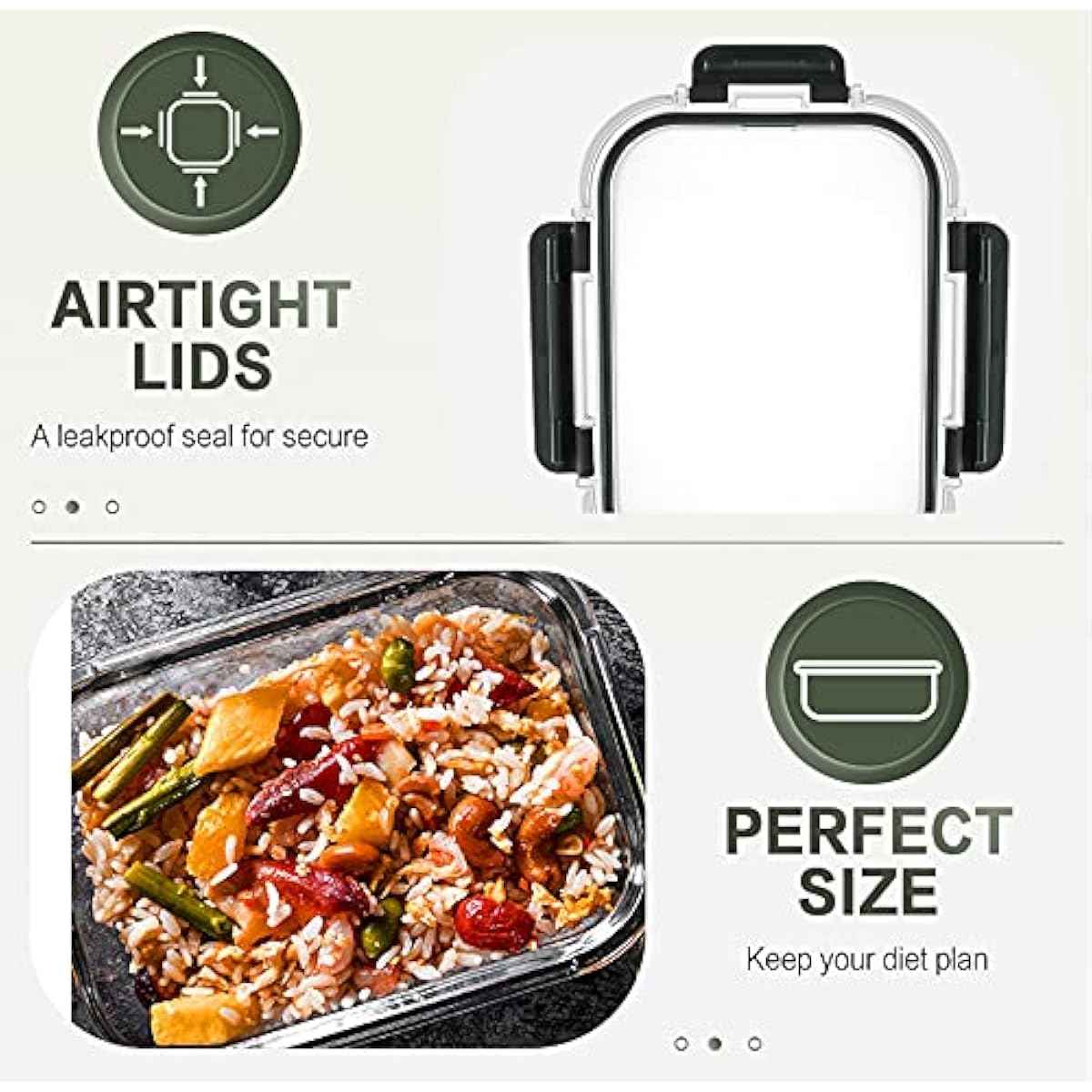 KOMUEE 10 Packs 30 oz Glass Meal Prep Containers,Glass Food Storage Containers with Lids,Airtight Lunch Bento Boxes,Microwave,Freezer and Dishwasher,Gray