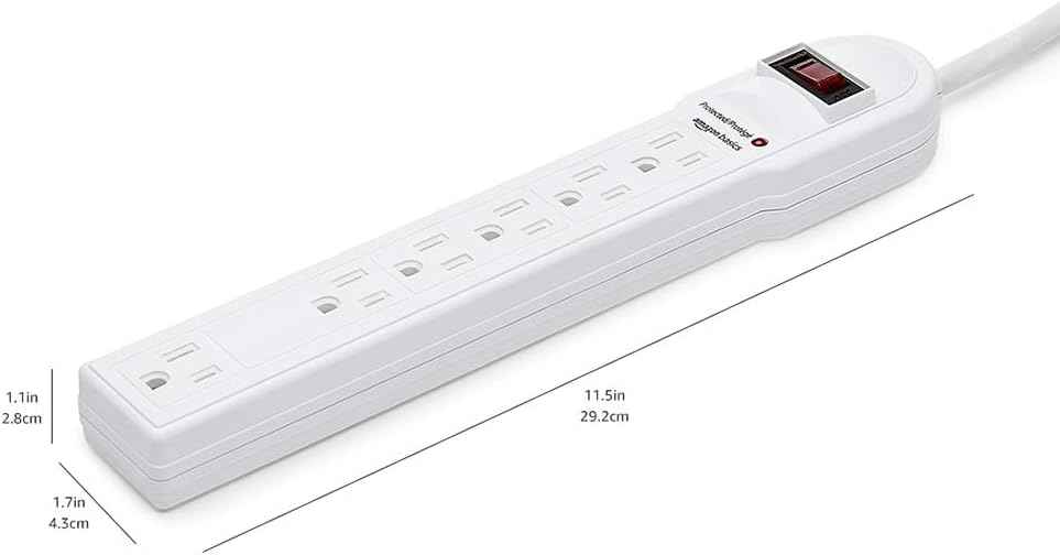 Amazon Basics Surge Protector Power Strip, 6-Outlet, 790 Joules, LED Indicator, 6ft Extension Cord, White