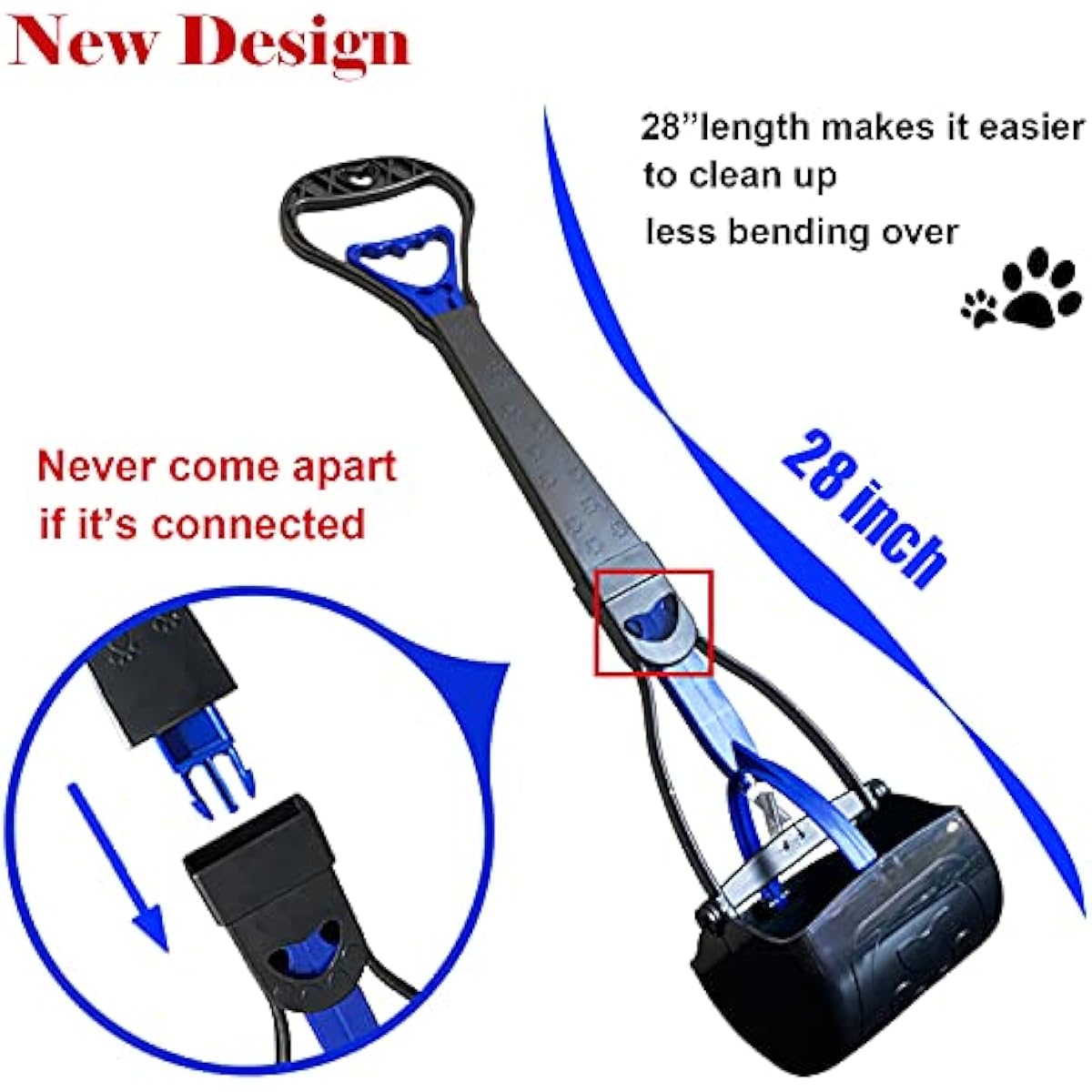 Non-Breakable Pooper Scooper for Large Medium & Small Dogs Heavy Duty, 28“Long Handled Dog Poop Scooper for Grass,Durable Dog Poop Pick Up Tool, Poop Grabber