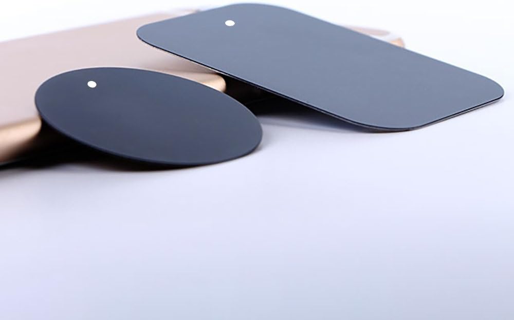 Universal Metal Plate 8 Pack for Magnetic Phone Car Mount Holder Cradle with Adhesive (Compatible with Magnetic Mounts) - 4 Rectangle and 4 Round, Black