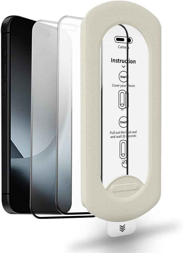 tempered glass screen protector for iPhone 17 with Auto-Alignment Kit, Auto Dust, 9H+ Military Grade Shatterproof, Glass Film, HD Clear, Case Friendly