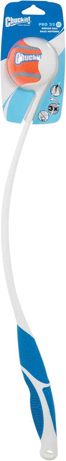 Chuckit! Dog Ball Launcher 12M Sport with 12" Handle Length for Medium (2.5" Dog Balls), Plastic Pet Fetch Ball Thrower, For Dogs 20-60 Pounds, Made in USA, Blue