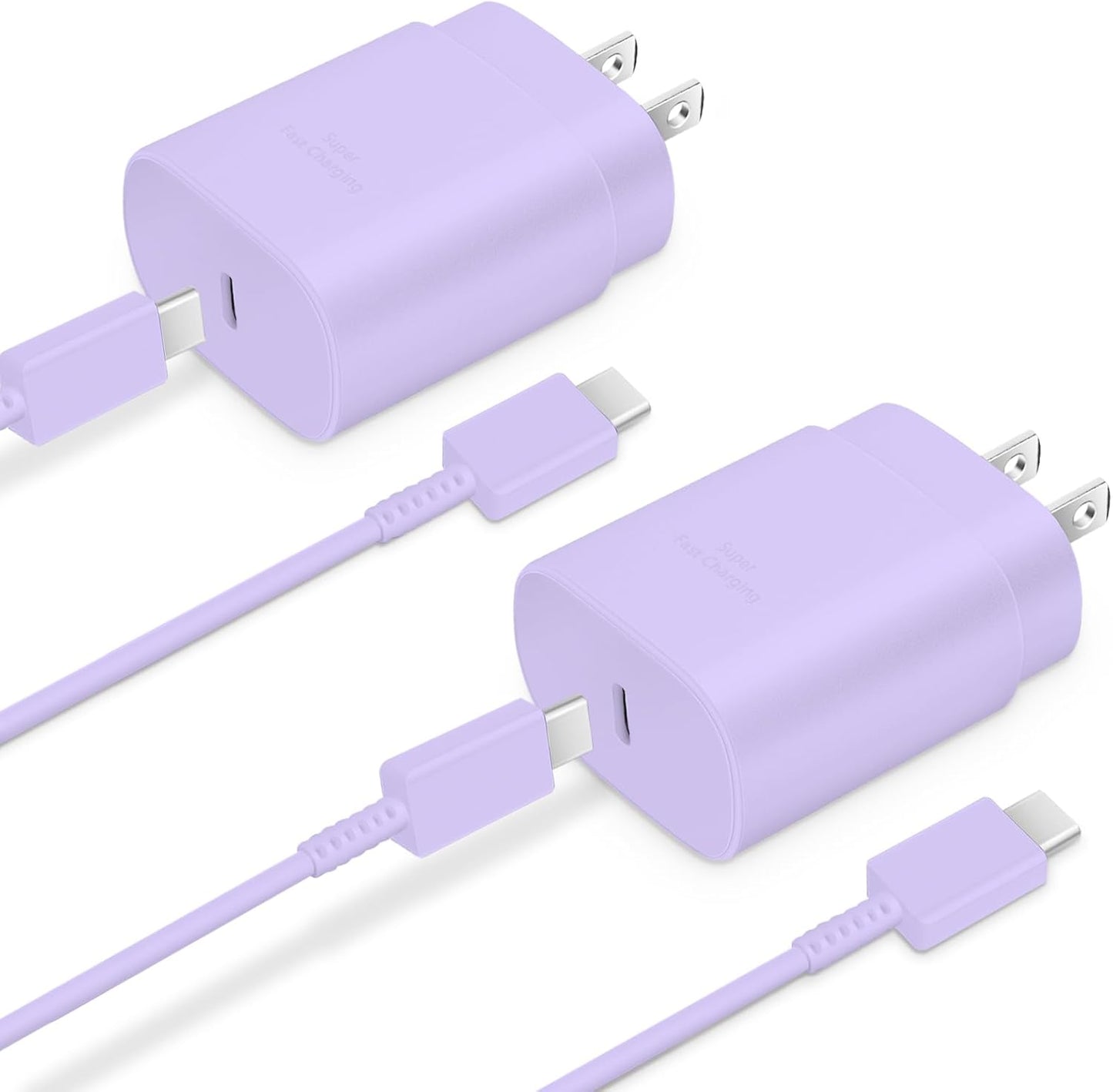 Type C Charger 2-Pack 25W Type C Fast Charging Block with 6ft USB C Charger Cable Compatible with Galaxy S25 S24 S23 S22 S21+/Phone 17/16/16 Pro Max/15/15 Pro Max/15 Plus-Black