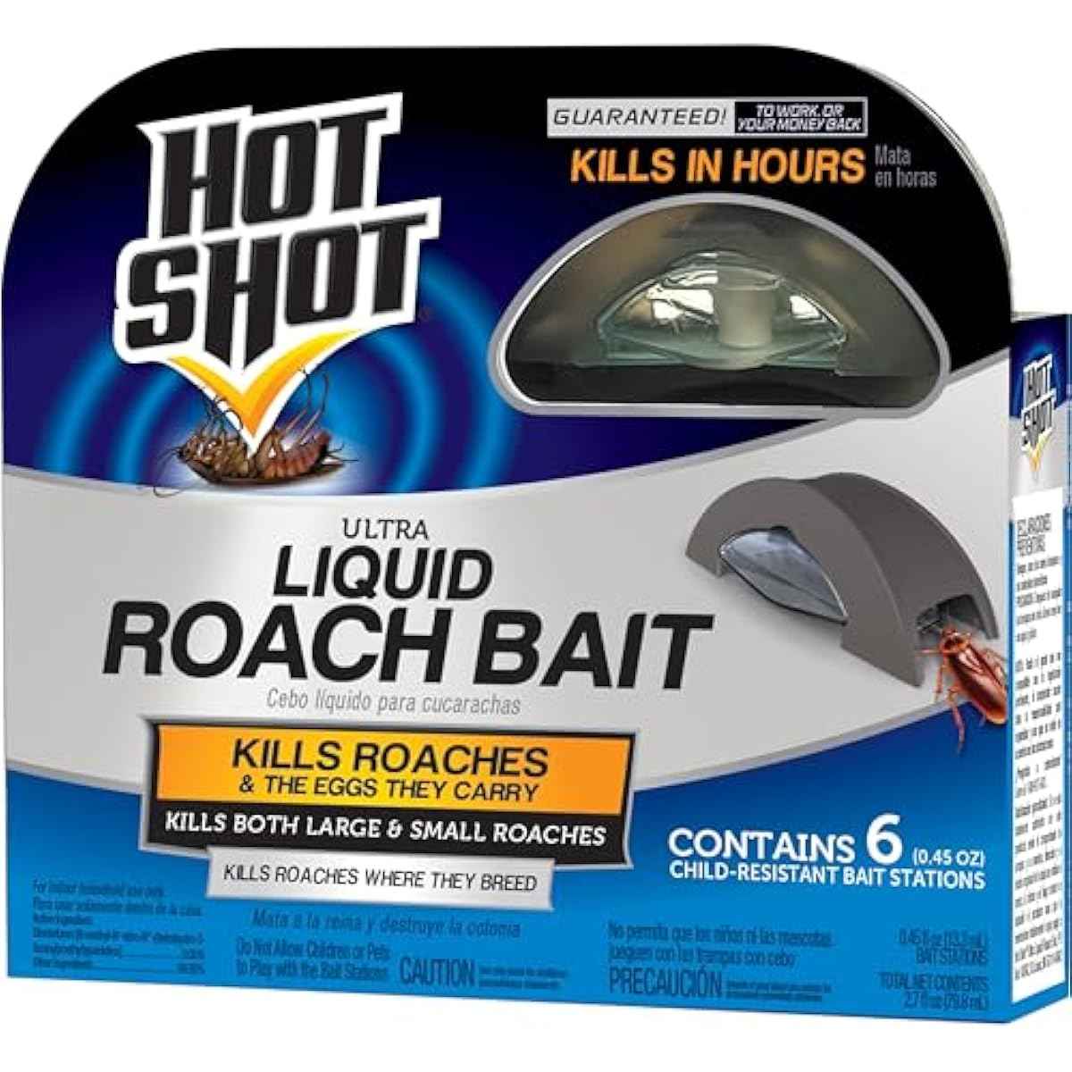 Hot Shot Ultra Liquid Roach Bait 6 Count, Kills In Hours, 1 Pack