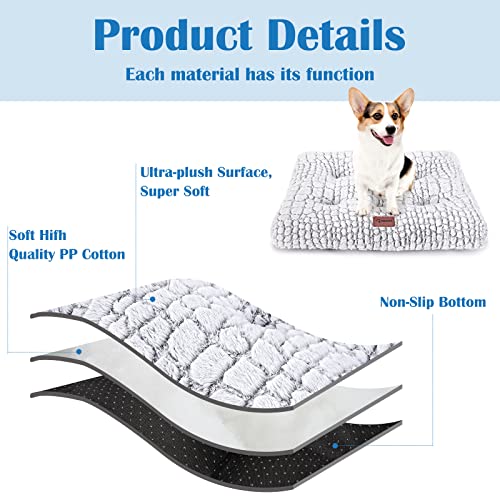 Dog Bed Crate Pad - Soft Fluffy Pet Cushion Mat for Small Dogs, Anti-Slip Comfy Kennel Pad for Puppy Crates