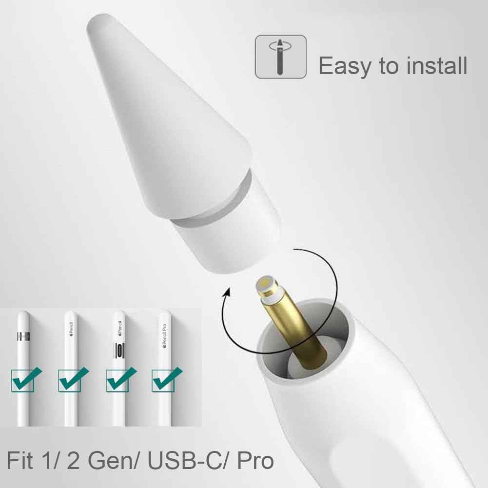 Replacement Tips for Apple Pencil 2nd Generation/ 1st Generation Tips, iPencil Nibs Accessories for iPad Pro Pencil 2/1 Gen(4 Pack)